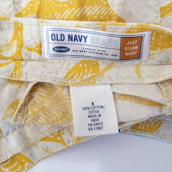Old Navy Yellow Batik Print Flared Cotton Skirt - Picture 2 of 4